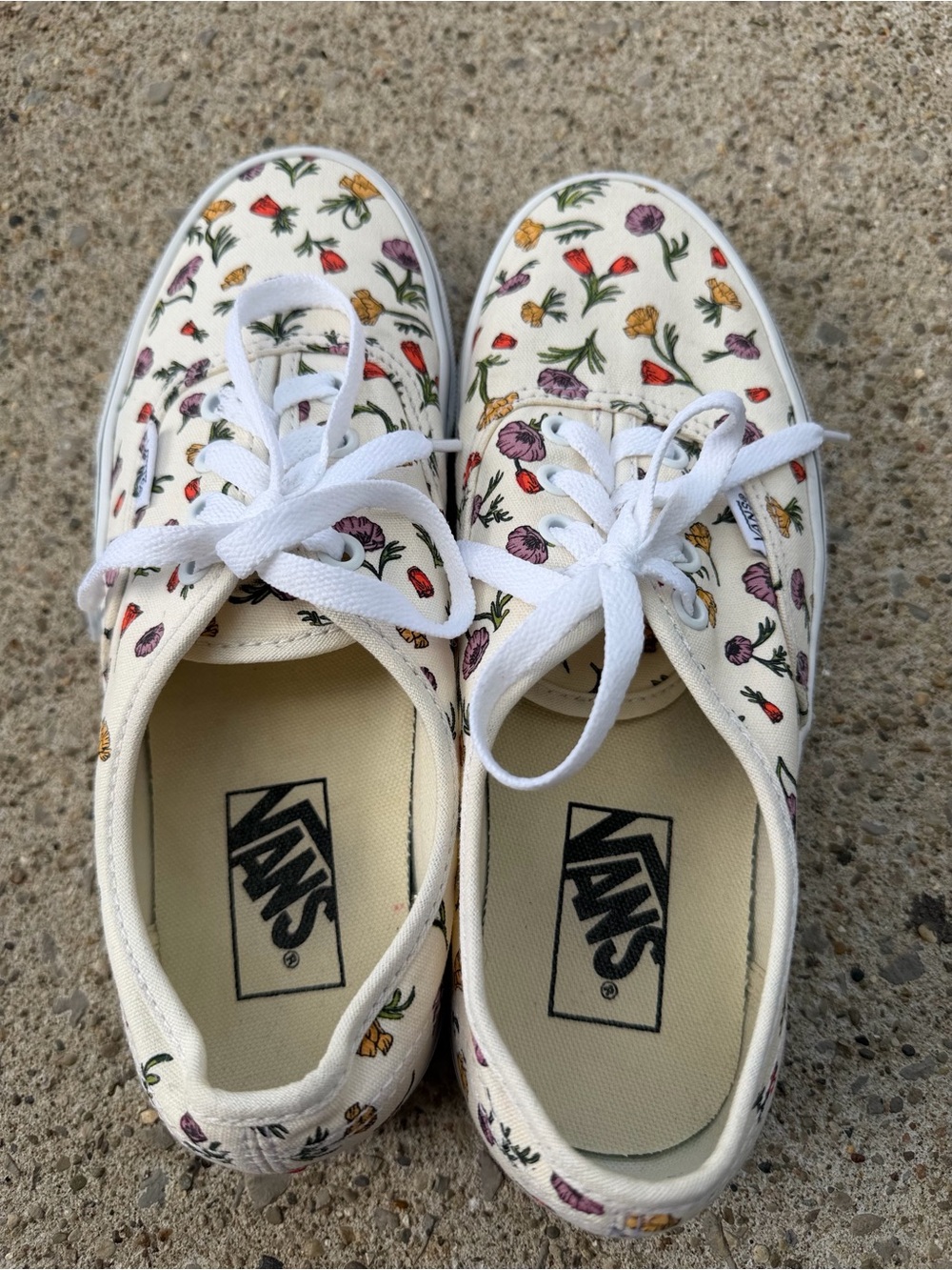 Vans Authentic Floral Shoes Womens Size 7 Cream Canvas Low Top Sneakers - Picture 6 of 10